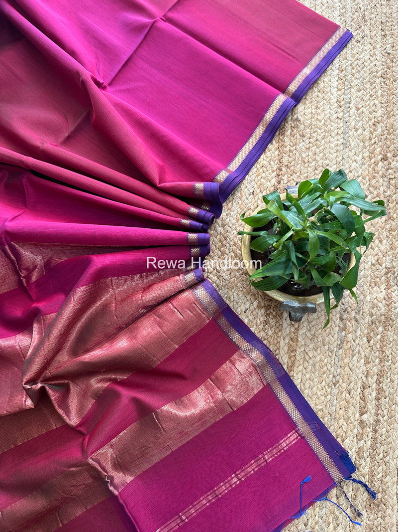 Maheshwari Magenta Shaded Plain Saree PSS04