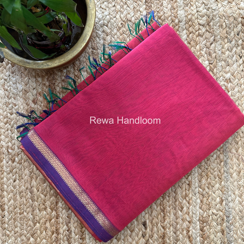 Maheshwari Fuchsia Shaded Plain Saree PSS012
