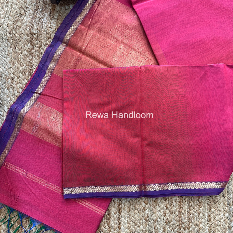 Maheshwari Fuchsia Shaded Plain Saree PSS012