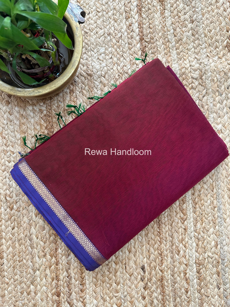 Maheshwari Maroon Shaded Plain Saree PSS06 