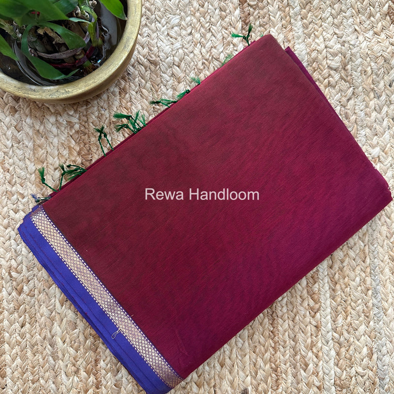 Maheshwari Maroon Shaded Plain Saree PSS06 