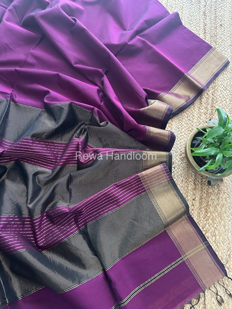 Maheshwari Purple Zari Skirt Saree ZBMS06