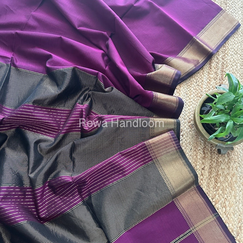Maheshwari Purple Zari Skirt Saree ZBMS06