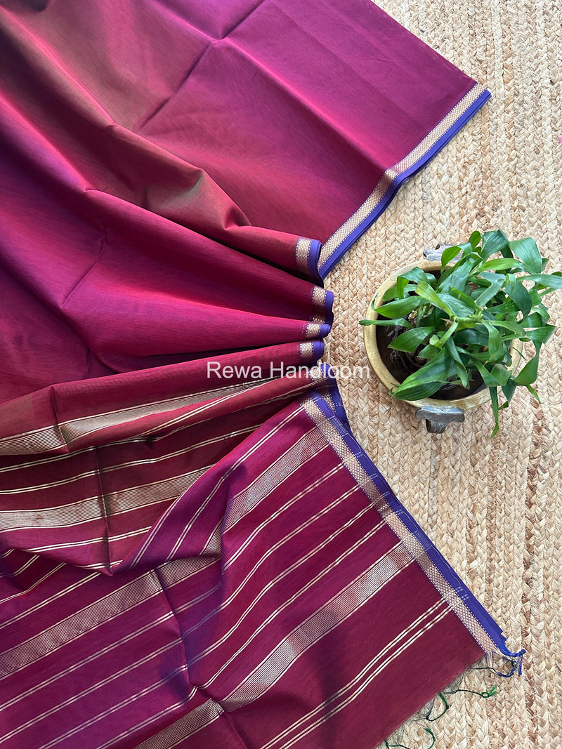 Maheshwari Maroon Shaded Plain Saree PSS06 