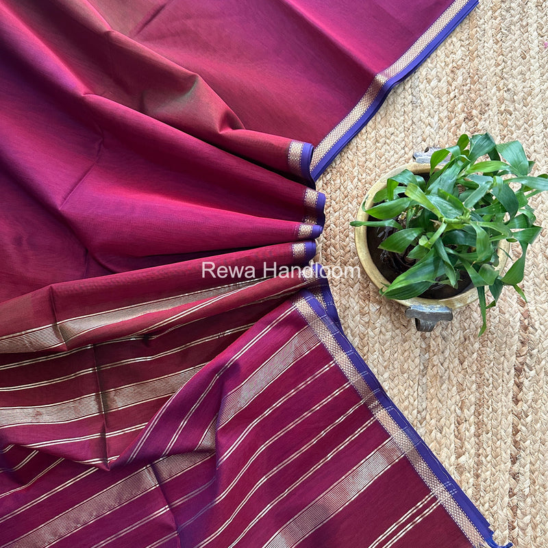 Maheshwari Maroon Shaded Plain Saree PSS06 