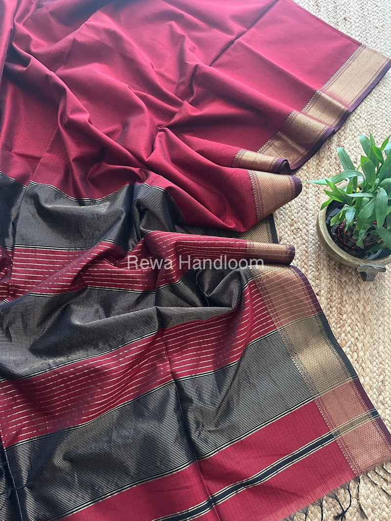 Maheshwari Maroon Zari Skirt Saree ZBMS05