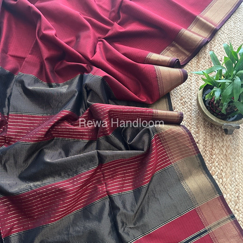 Maheshwari Maroon Zari Skirt Saree ZBMS05