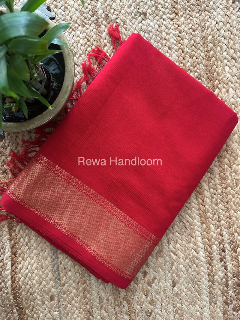 Maheshwari Red Zari Skirt Saree ZBMS01