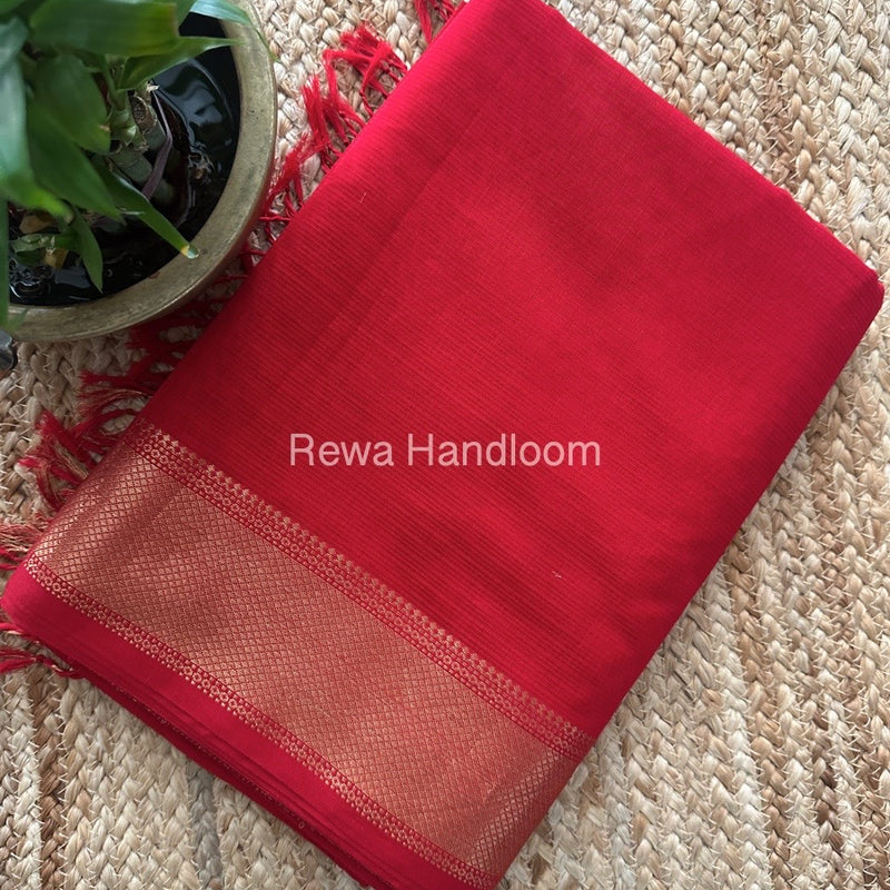 Maheshwari Red Zari Skirt Saree ZBMS01