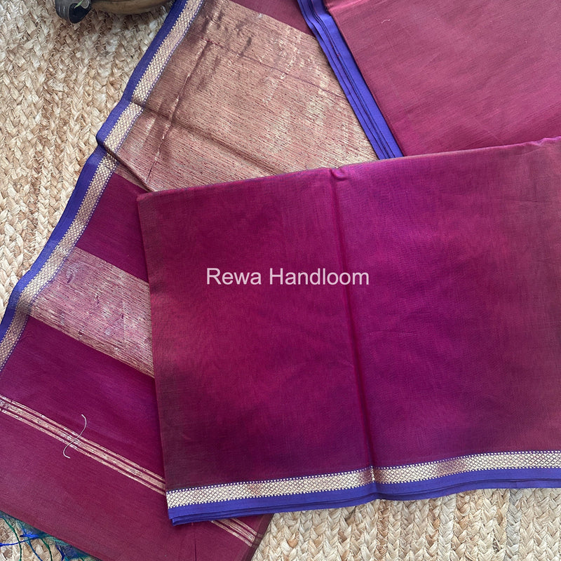 Maheshwari Wine Shaded Plain Saree PSS08 