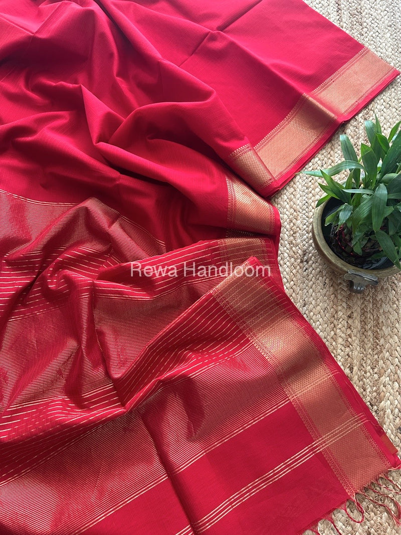 Maheshwari Red Zari Skirt Saree ZBMS01