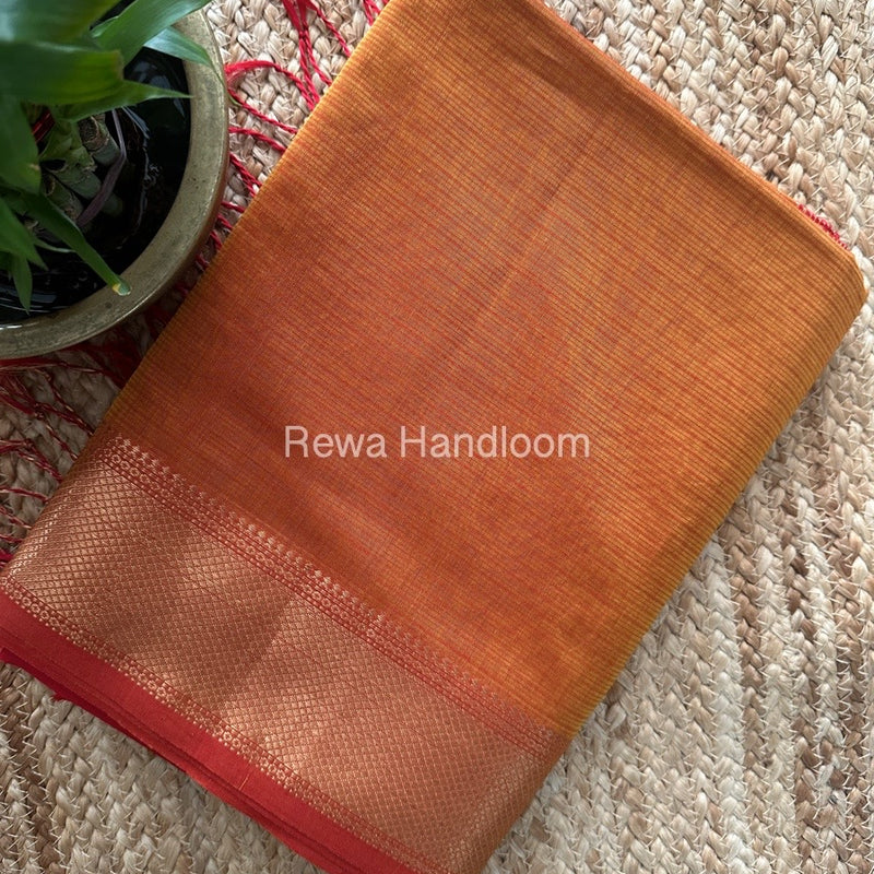 Maheshwari Mustard Zari Skirt Saree ZBMS04