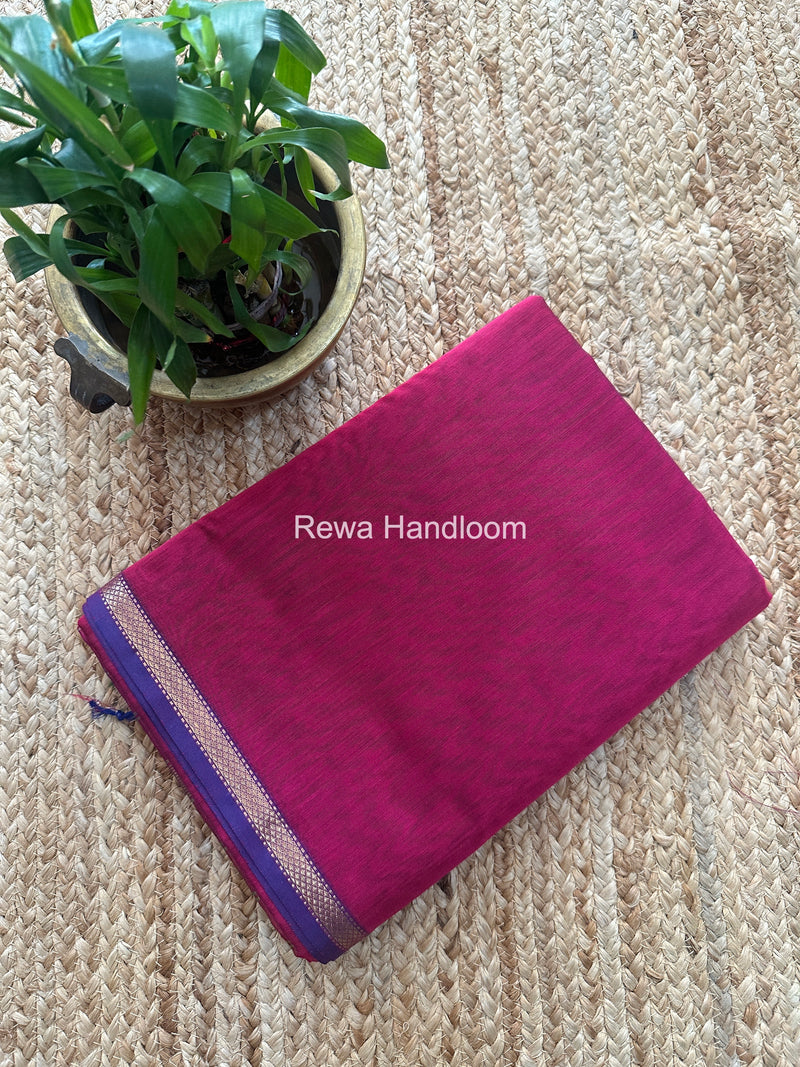 Maheshwari Magenta Shaded Plain Saree PSS010