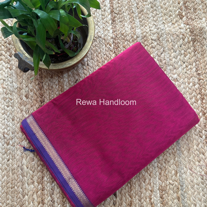 Maheshwari Magenta Shaded Plain Saree PSS010