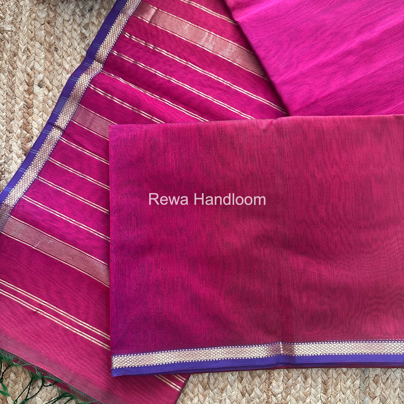 Maheshwari Magenta Shaded Plain Saree PSS010