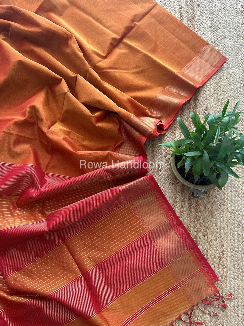 Maheshwari Mustard Zari Skirt Saree ZBMS04