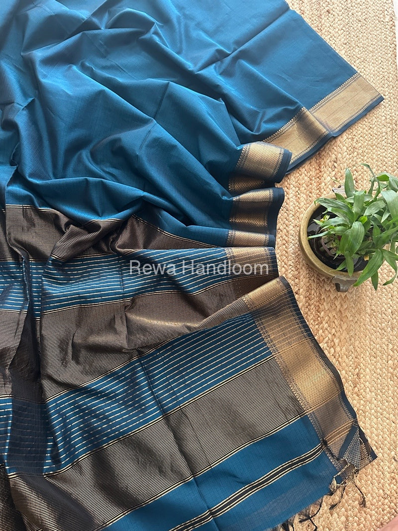 Maheshwari Blue Zari Skirt Saree ZBMS07