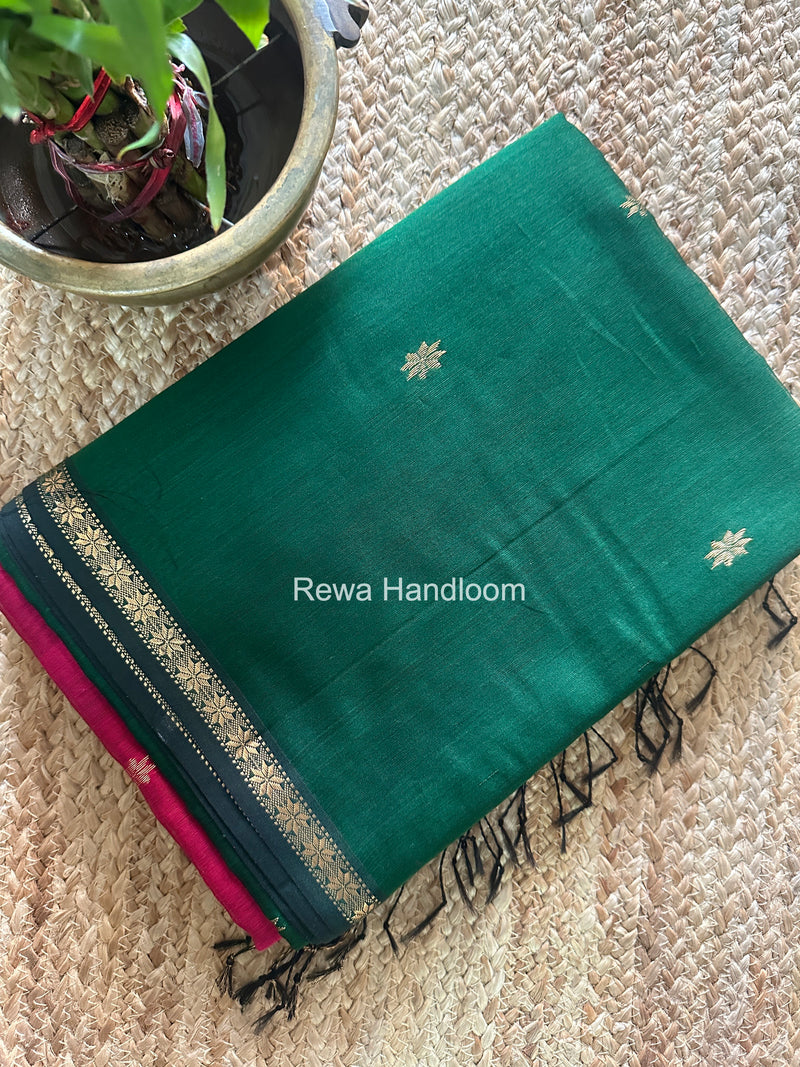 Green Star Butti Maheshwari Saree SSB048