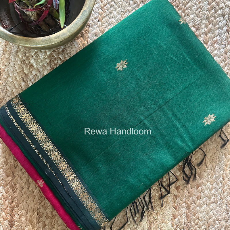 Green Star Butti Maheshwari Saree SSB048