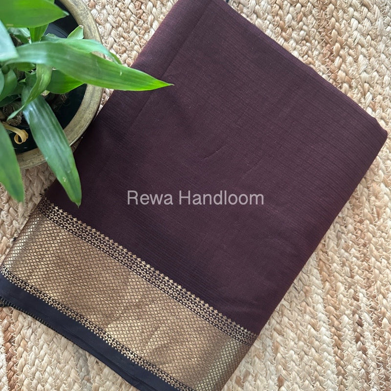 Maheshwari Dark Brown Zari Skirt Saree ZBMS03