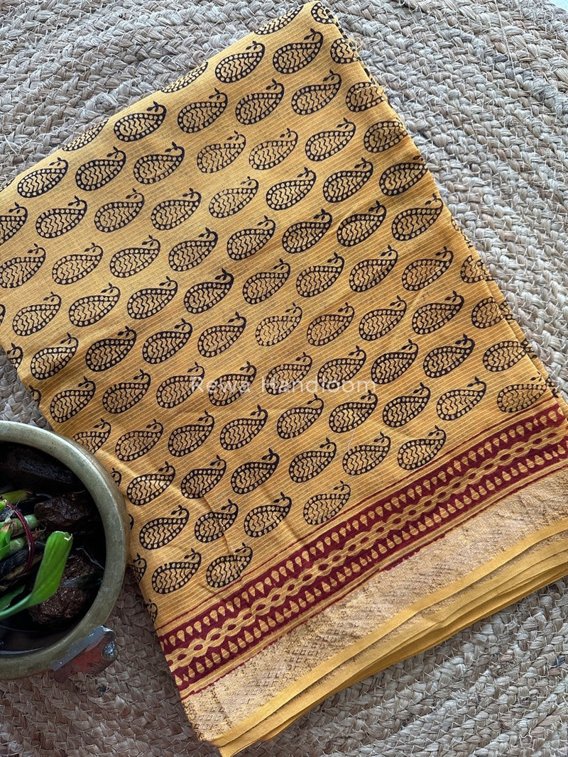 Maheshwari Yellow-Black Bagh Print Suit BSP107