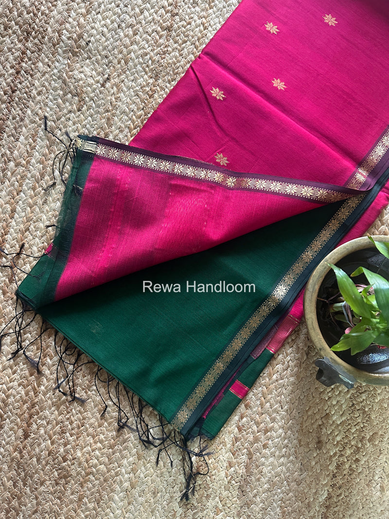 Green Star Butti Maheshwari Saree SSB048