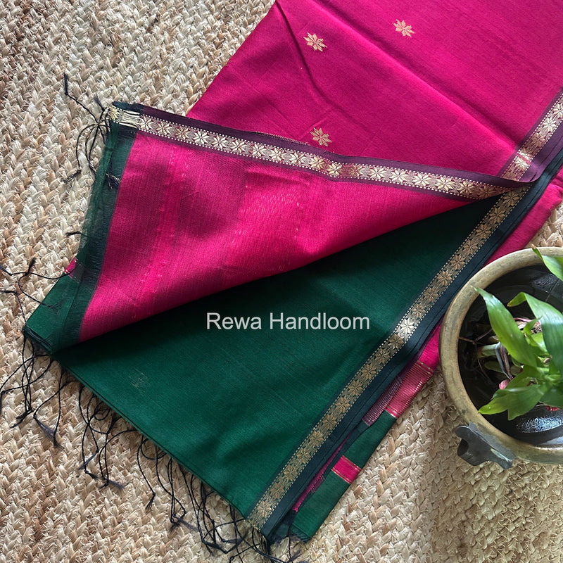 Green Star Butti Maheshwari Saree SSB048