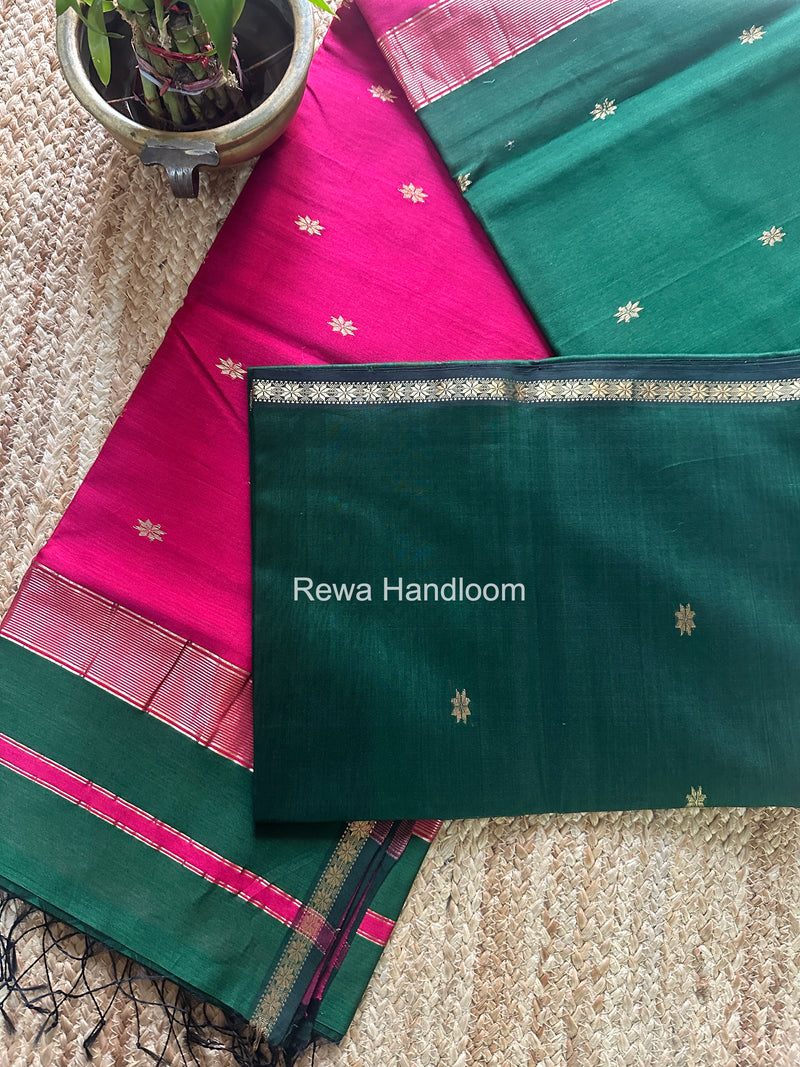 Green Star Butti Maheshwari Saree SSB048