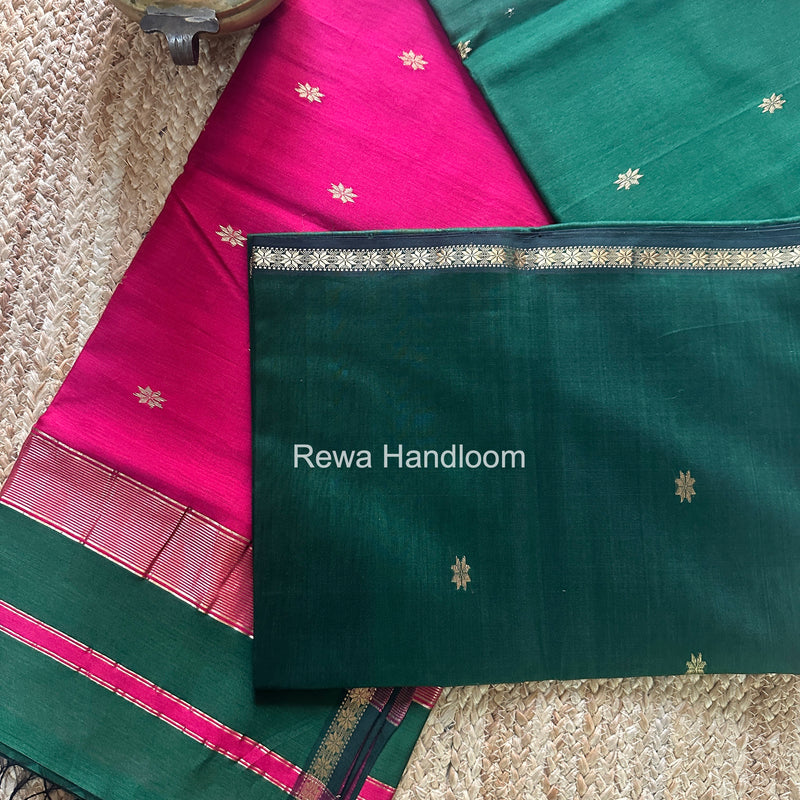 Green Star Butti Maheshwari Saree SSB048