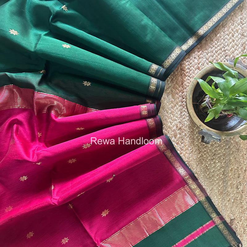 Green Star Butti Maheshwari Saree SSB048