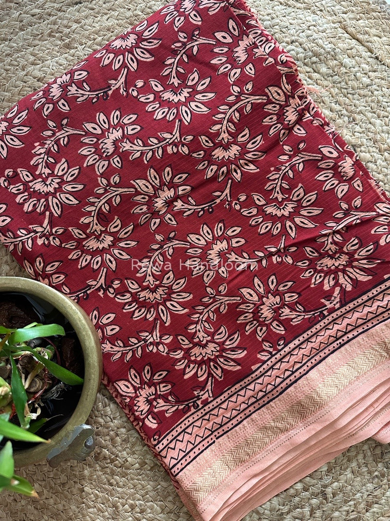 Maheshwari Maroon-Light Peach Bagh Print Suit BSP0127