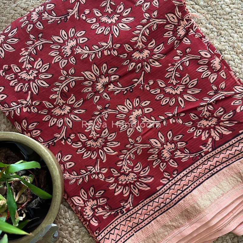 Maheshwari Maroon-Light Peach Bagh Print Suit BSP0127