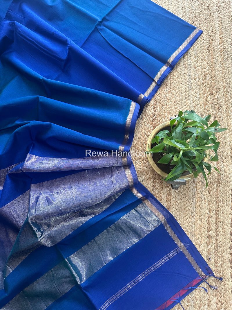 Maheshwari Blue Shaded Plain Saree PSS011 