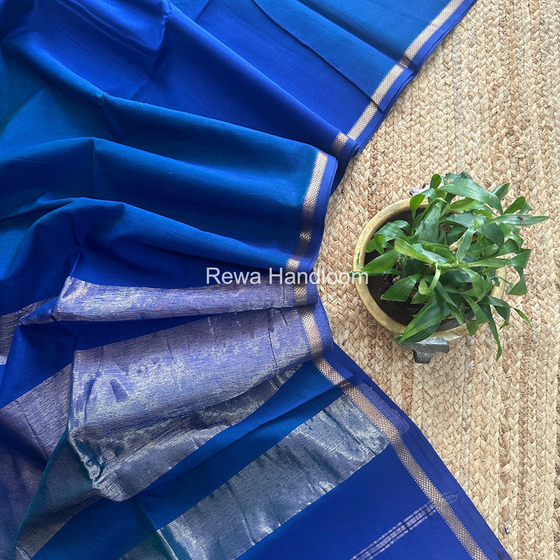 Maheshwari Blue Shaded Plain Saree PSS011 