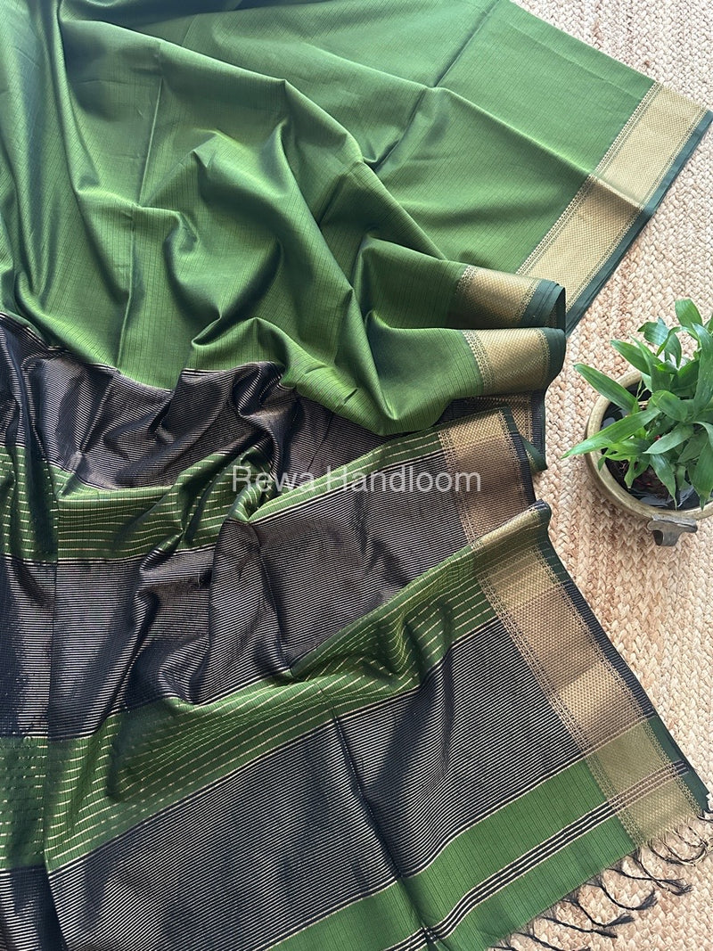Maheshwari Green Zari Skirt Saree ZBMS02