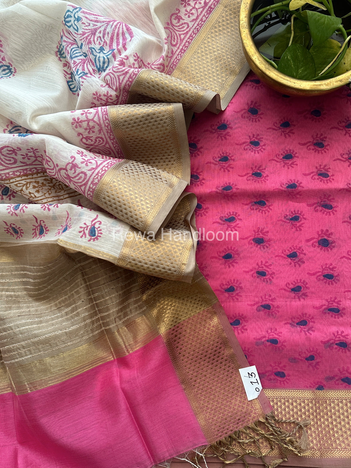 Maheshwari Handblock Print Top-Dupatta