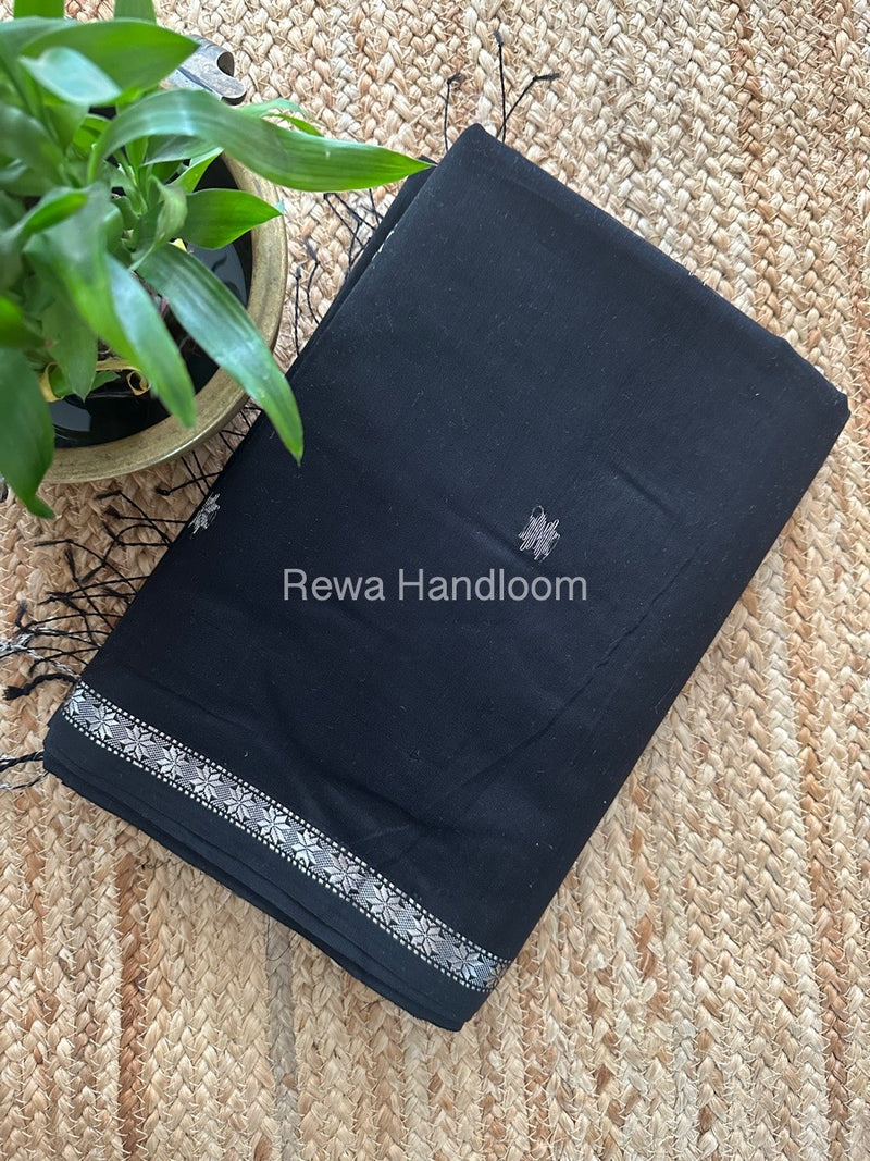 Maheshwari Black Silver Butti Saree BSS02