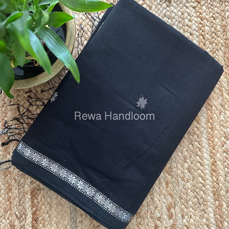 Maheshwari Black Silver Butti Saree BSS02