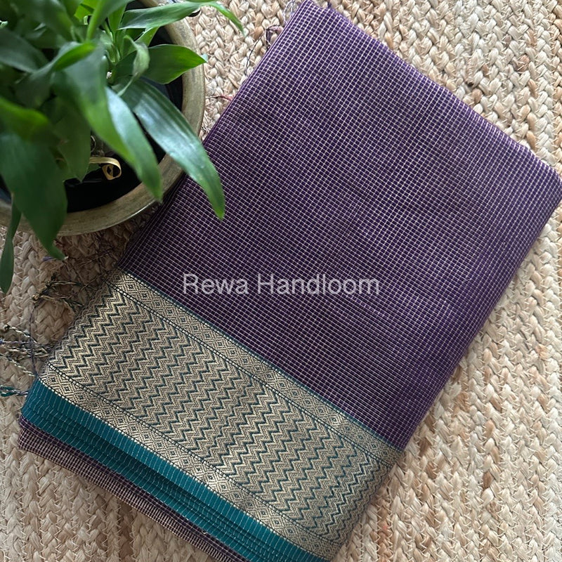 Exclusive Maheshwari Deep Purple Tissue Silk Saree ZTS0149