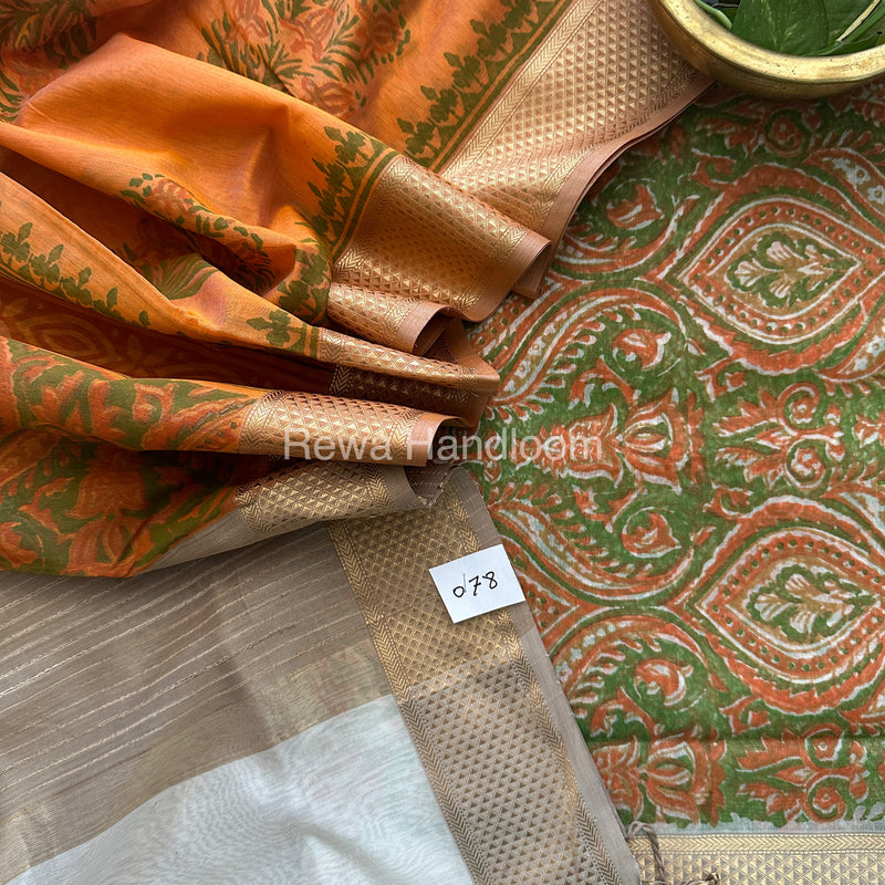 Maheshwari Handblock Print Top-Dupatta