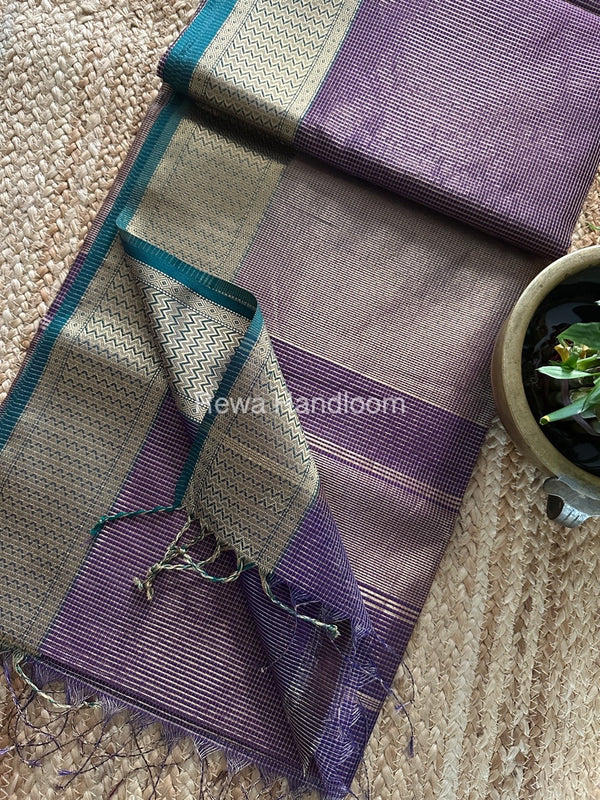 Exclusive Maheshwari Deep Purple Tissue Silk Saree ZTS0149