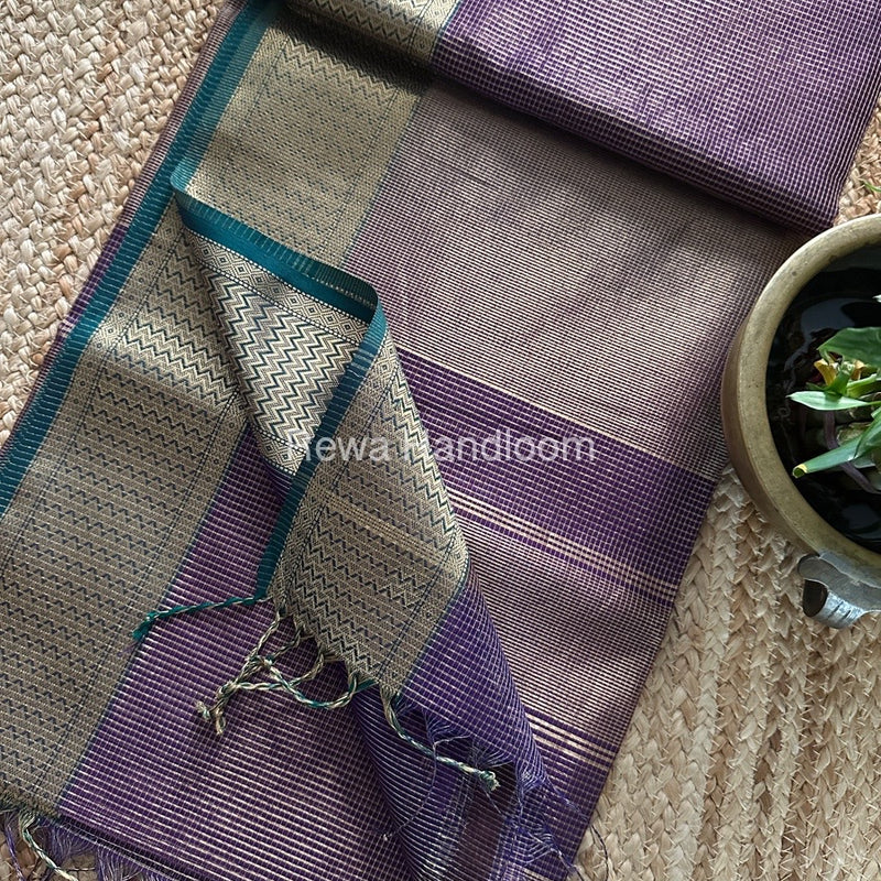 Exclusive Maheshwari Deep Purple Tissue Silk Saree ZTS0149