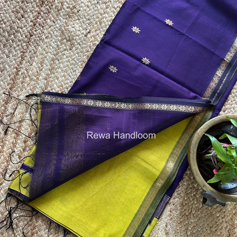 Lemon Yellow Star Butti Maheshwari Saree SSB050