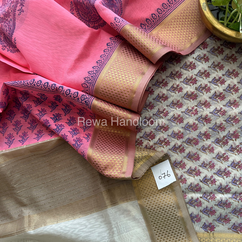 Maheshwari Handblock Print Top-Dupatta