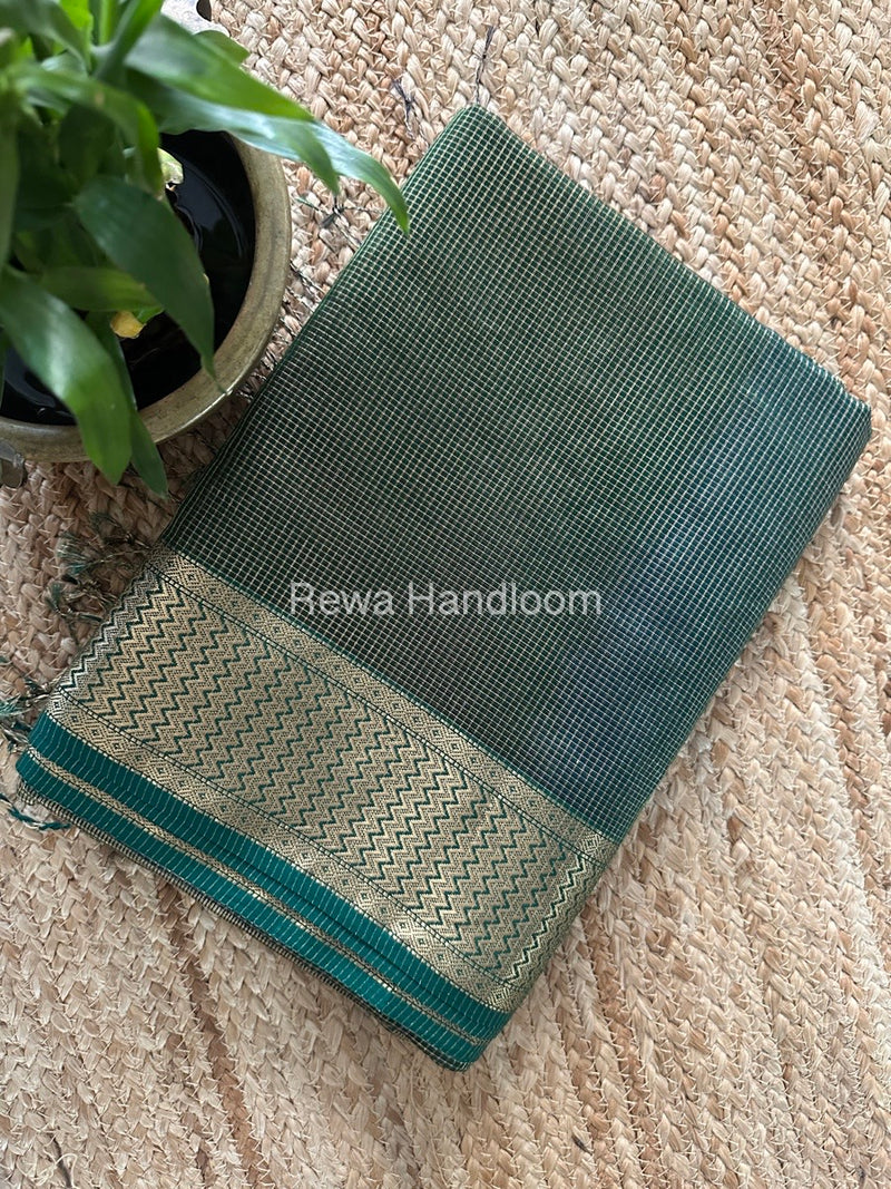 Exclusive Maheshwari Mehendi Green Tissue Silk Saree ZTS0157