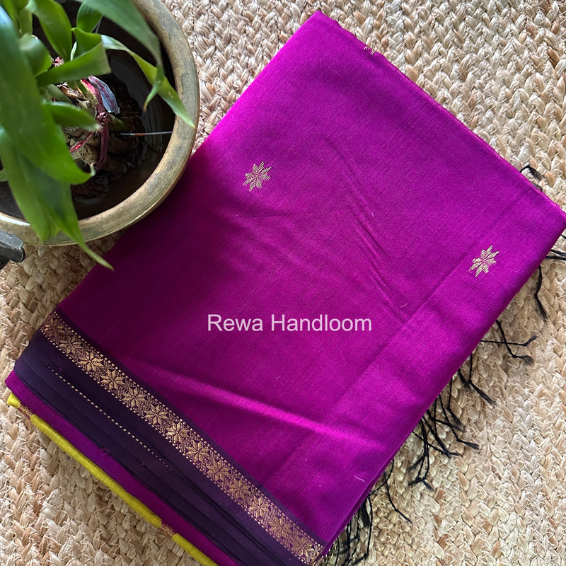 Purple Star Butti Maheshwari Saree SSB049