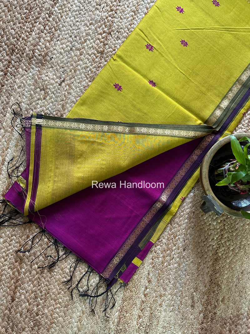 Purple Star Butti Maheshwari Saree SSB049