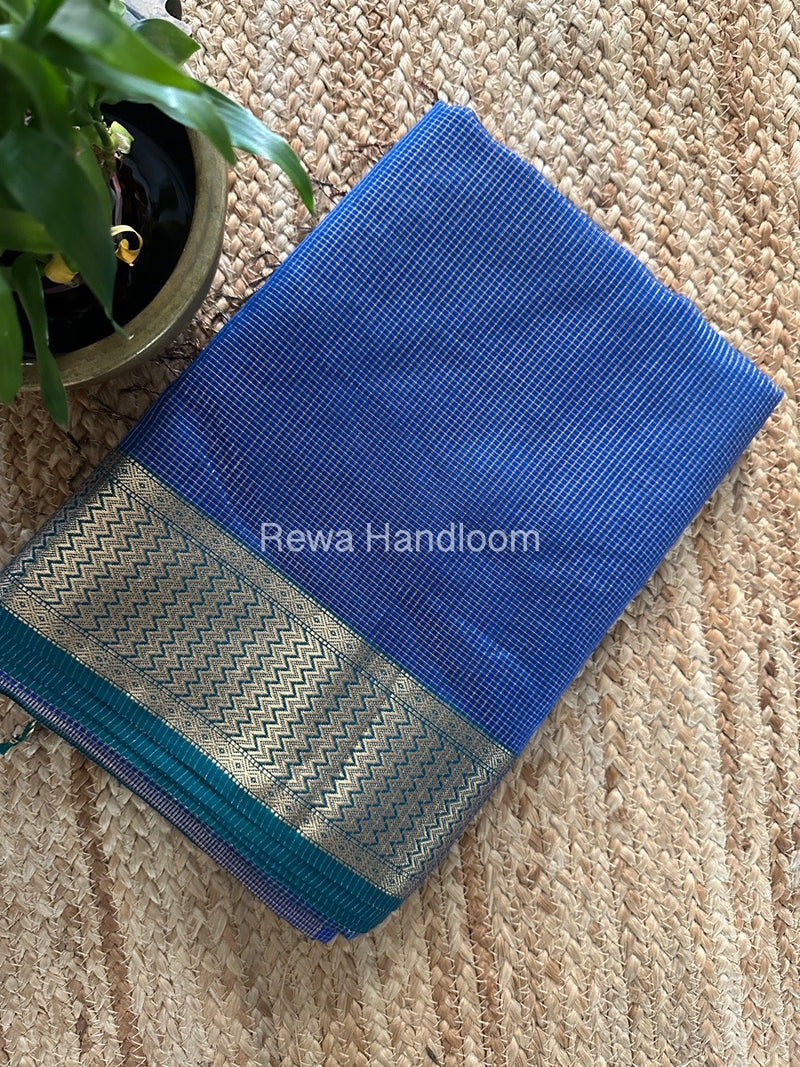 Exclusive Maheshwari Blue Tissue Silk Saree ZTS0159