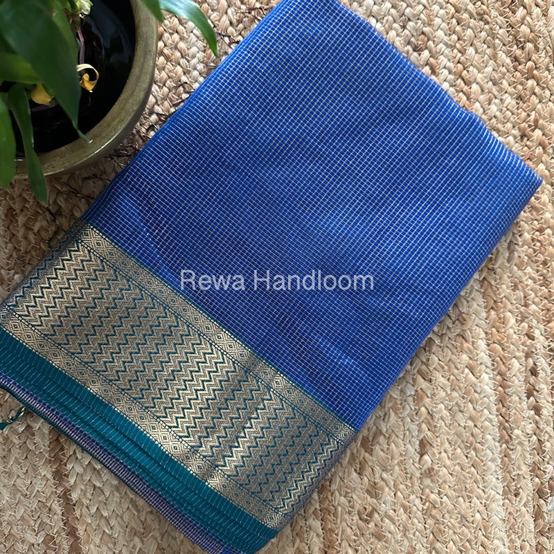Exclusive Maheshwari Blue Tissue Silk Saree ZTS0159