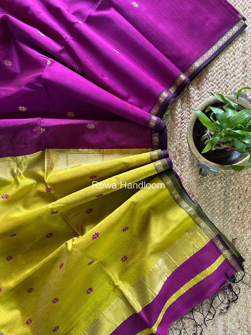 Purple Star Butti Maheshwari Saree SSB049